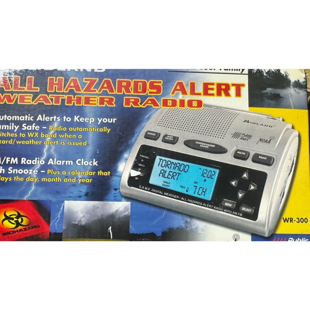 MIDLAND WR-300 AM/FM Alert Weather Radio, Alarm Clock, NOAA Public Hazards Alert